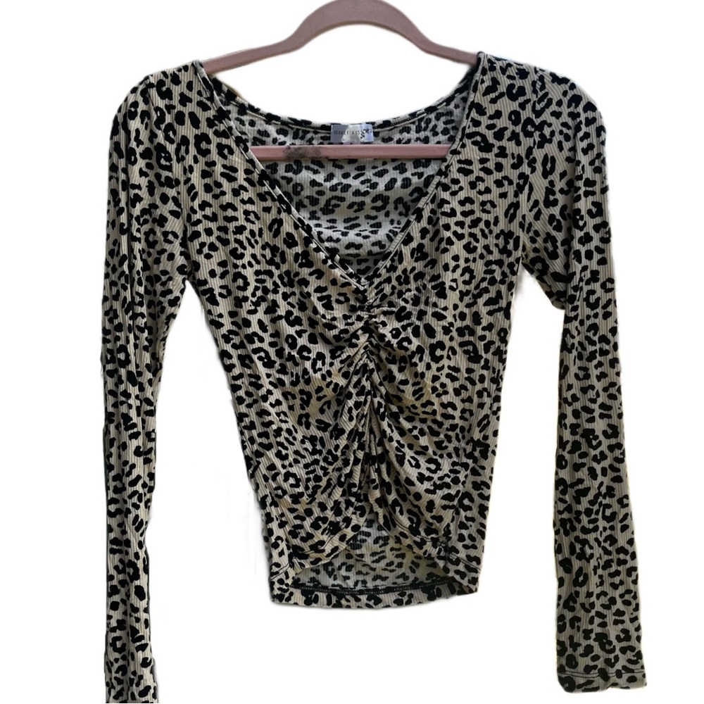 Orange Kiss - Leopard Print Ruched Front Top